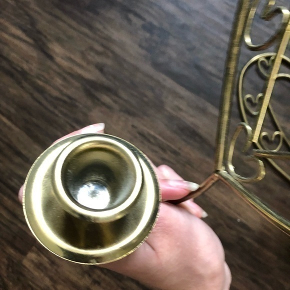 Vintage / Antique Cottagecore Heart Shaped Brass Candle Holder Sconces Decor Set - Picture 11 of 11